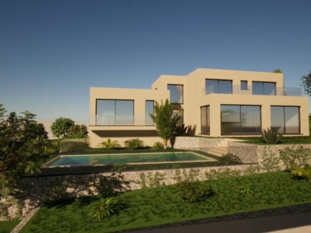 Villa contemporaine sur les hauteurs des collines de Vallauris avec vue mer